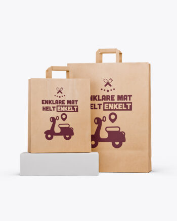 Papperskassar med tryck – Platta handtag – Natur