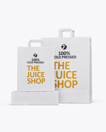 Papperskassar med tryck – Platta handtag – Vit