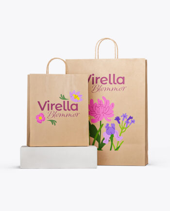 Papperskassar med tryck – Tvinnade handtag – Natur