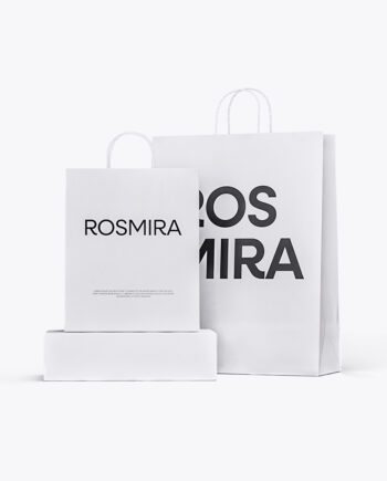 Papperskassar med tryck – Tvinnade handtag – Vit